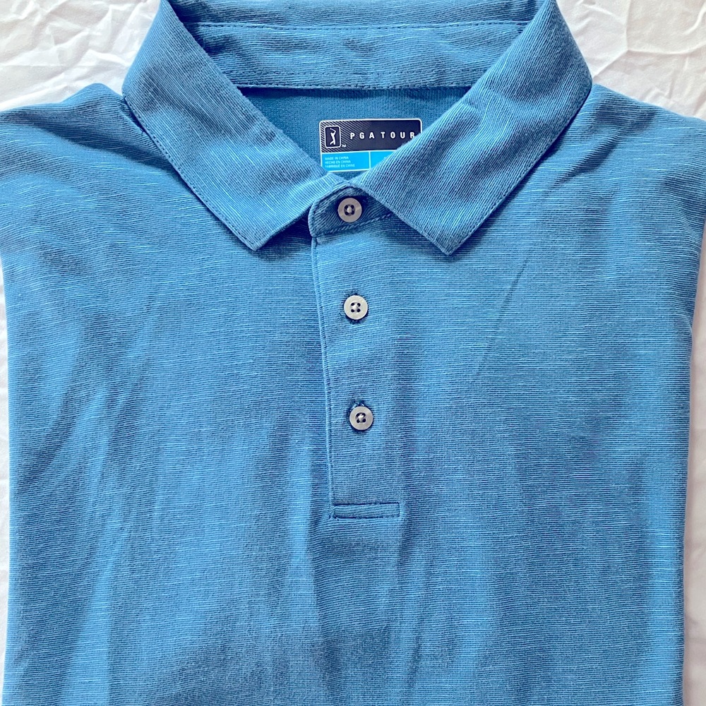 PGA Tour Light Blue Heather Polo LG